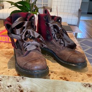 Dr Martens Brown Ribbon Laced Boots